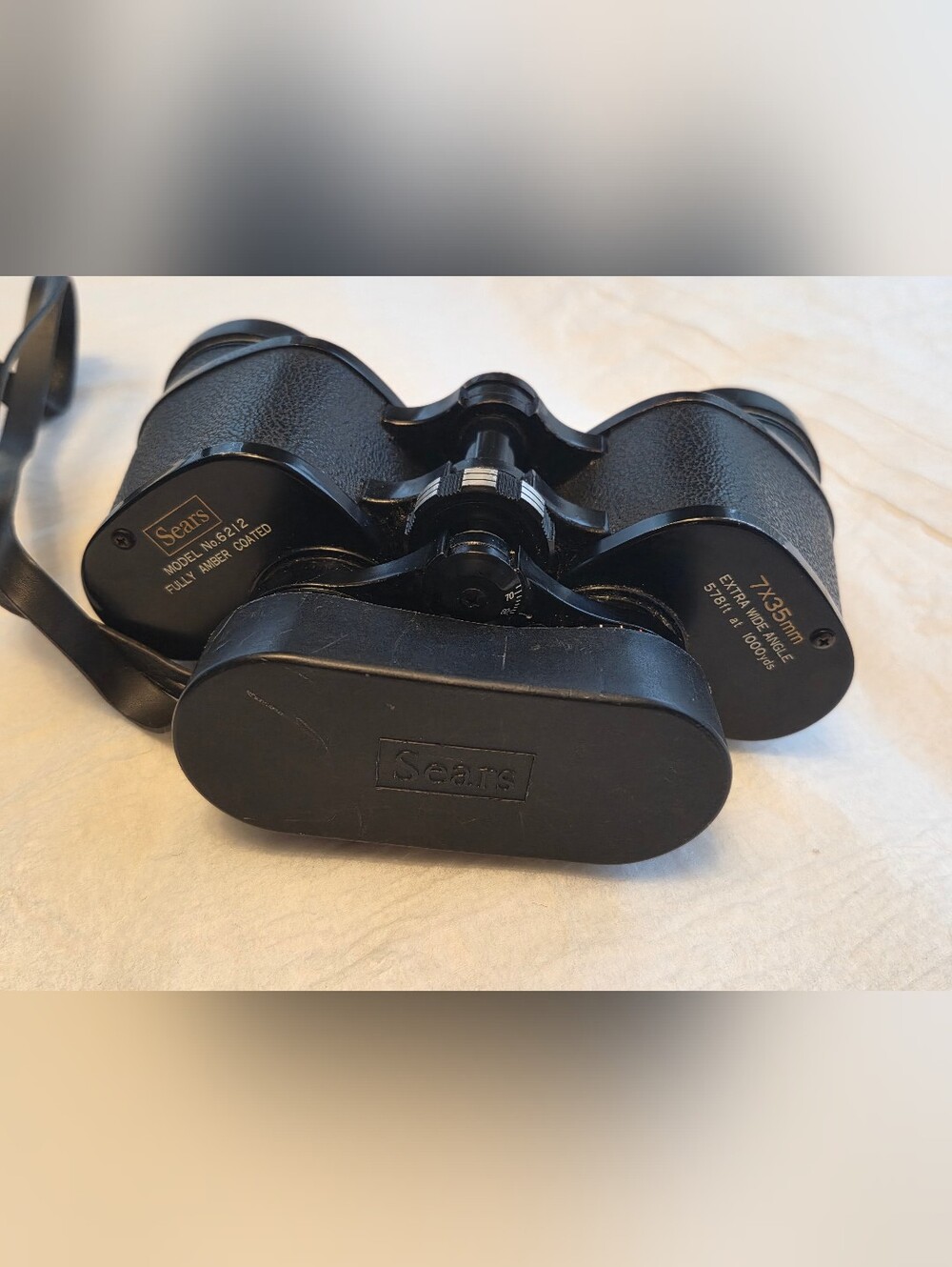 Sears Black Binoculars with Textured Grip and Case